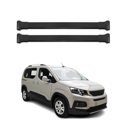 Dachträger Grundtäger für Peugeot Partner mk3 2018-2026 75kg Alu Schwarz 2 tlg