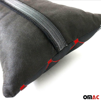 2 Stück KFZ Auto Kopfstütze Kissen Autositzkissen Leder Schwarz Rot 8x30 cm
