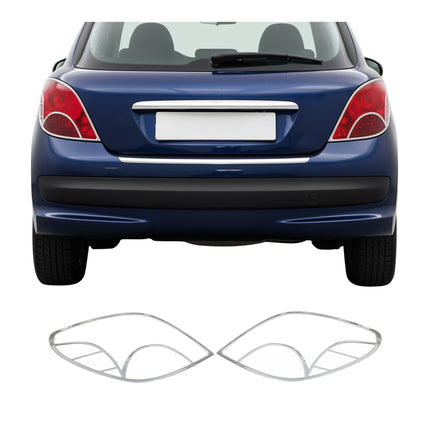 Rücklicht Leisten Heckleuchte für Peugeot 207 2006-2009 Chrom ABS Silber 2tlg