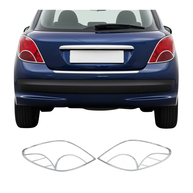 Rücklicht Leisten Heckleuchte für Peugeot 207 2006-2009 Chrom ABS Silber 2tlg