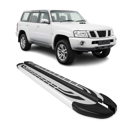 Trittbretter Seitenschweller Seitenbretter für Nissan Patrol 2010-2024 Alu Grau