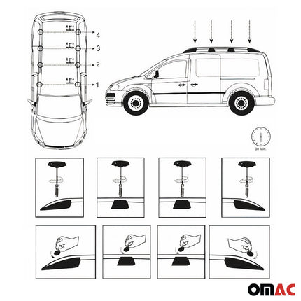 Dachreling Dachgepäckträger für VW Caddy 2010-2015 L2 Langer  Alu Silber 2x