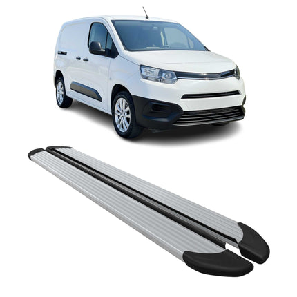Trittbretter Seitenschweller für Toyota Proace City 2019-26 Van L2 Alu Silber 2x