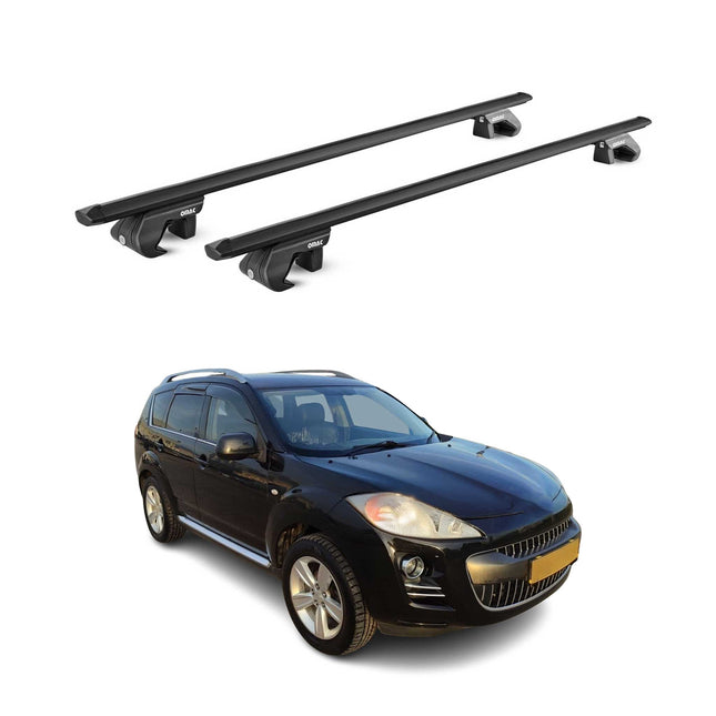 Dachträger Grundtäger für Peugeot 4007 2007-2012 5 tür 90kg Alu Schwarz 2x ABE