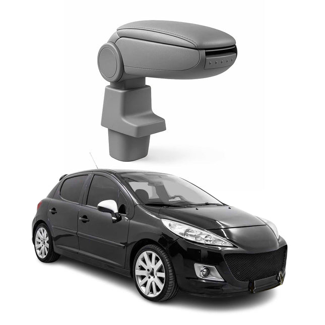 Mittelarmlehne Armlehne Mittelkonsole für Peugeot 207 2006-2015 PU-Leder Grau