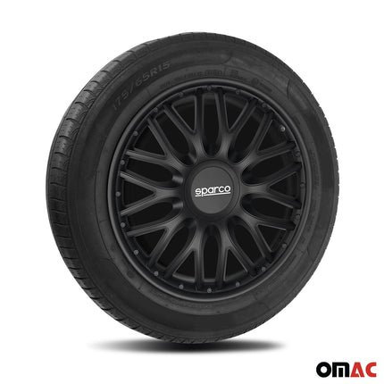 Radkappen Radzierblenden Sparco Roma 14" Zoll Auto Abdeckung Set Schwarz 4x