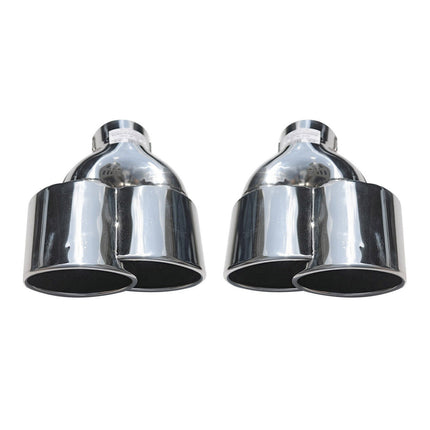 Auspuffblende Chrom 190*80 Edelstahl Silber Rechts und Links 2 tlg
