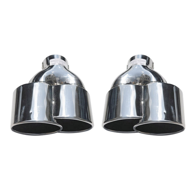 Auspuffblende Chrom 190*80 Edelstahl Silber Rechts und Links 2 tlg