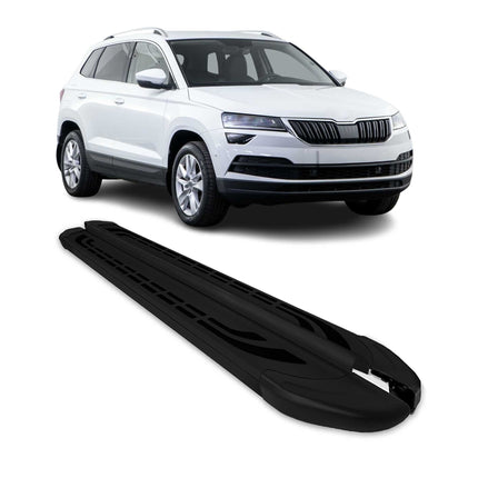 Trittbretter Seitenschweller für Skoda Karoq 2017-2026 Schwarz Aluminium 2 tlg