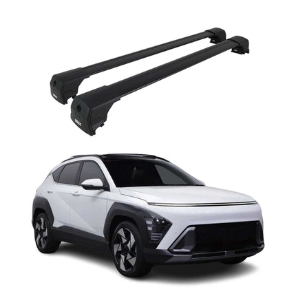 Dachträger Grundtäger für Hyundai Kona 2 2024-2026 75kg Aluminium Schwarz 2 tlg