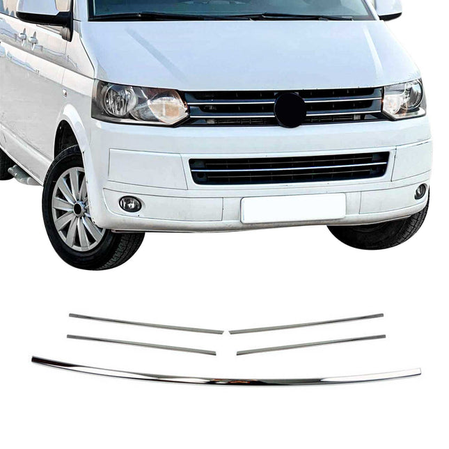 Kühlergrill Leiste Grillleisten für VW Transporter T5 2009-15 Edelstahl Chrom 5x
