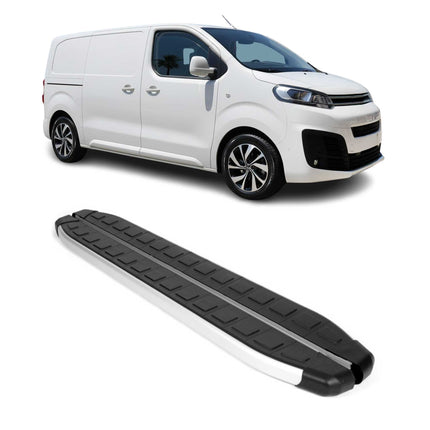 Seitenbretter Trittbretter für Citroen Jumpy 2016-2026 Kurzer Alu Schwarz