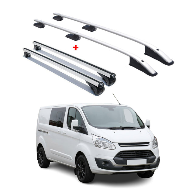 Dachreling + Dachträger für Ford Transit Tourneo Custom 2012-24 L2 Langer Alu 4x