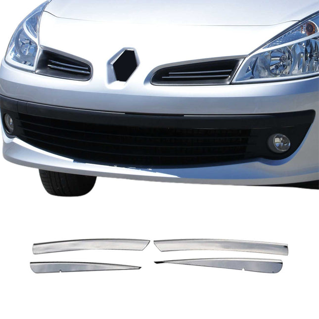 Kühlergrill Leisten Grillleisten für Renault Clio 2005-2013 Edelstahl Chrom 4x