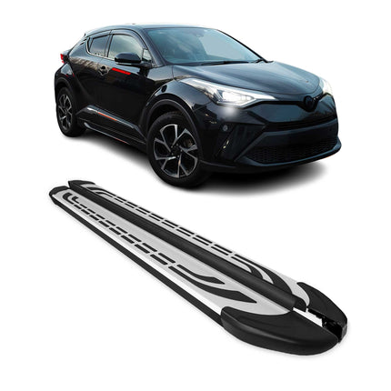 Trittbretter Seitenschweller für Toyota C-HR 2018-2023 Hybrid Schwarz Silber