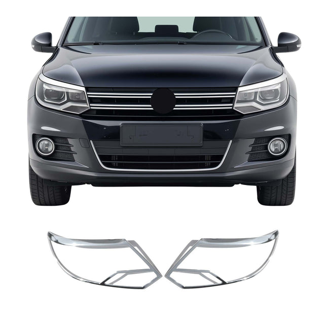 Scheinwerfer Leisten Scheinwerferblende für VW Tiguan 2011-2016 Chrom ABS 2tlg