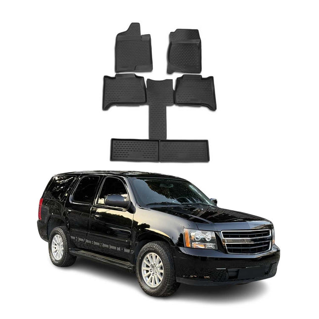 OMAC Gummimatten Fußmatten für Chevrolet Tahoe 2007-2014 7 Sitz TPE Schwarz 6x