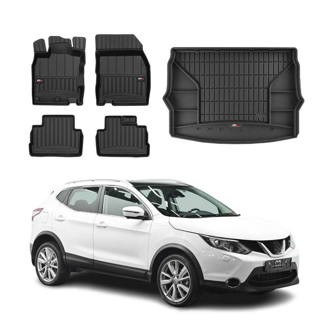 OMAC Fußmatten & Kofferraumwanne Set für Nissan Qashqai 2013-2021 Gummi TPE 5x