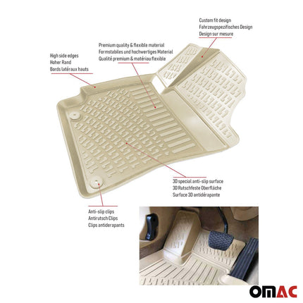 Fußmatten 3D Gummimatten für Honda Civic 2000-2005 Gummi TPE Beige 4tlg