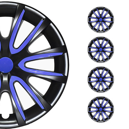 4x Radkappen Radzierblenden für 16" Zoll Stahlfelgen Schwarz Dunkel Blau