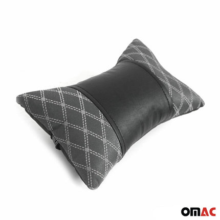KFZ Auto Kopfstütze Sitzkissen Nackenstütze Textil & Leder Schwarz Grau 8x30cm