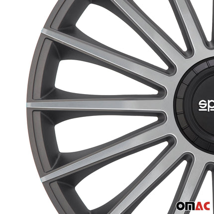 Radkappen Radzierblenden Sparco Treviso 15" Zoll Abdeckung Set Grau Silber 4x