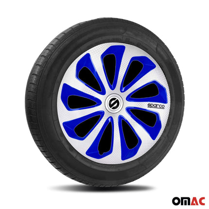 Radkappen Radzierblenden Sparco Sicilia 16" Zoll Abdeckung Silber Blau Carbon 4x