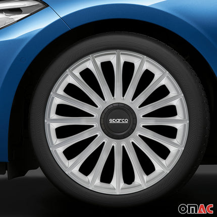 Radkappen Radzierblenden Sparco Treviso 16" Zoll Auto Abdeckung Set Silber 4x