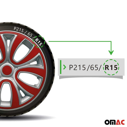 4x Radblenden Radkappen Radzierblenden für 15" Zoll Stahlfelgen Silber Rot