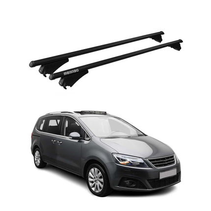 Menabo Grundträger Dachträger für Seat Alhambra 2015-2020 ABE Alu Schwarz 2x