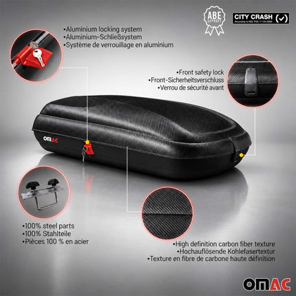 OMAC Dachbox Dachkoffer Gepäckbox 320 Liter Carbonlook Abschließbar Autobox TÜV