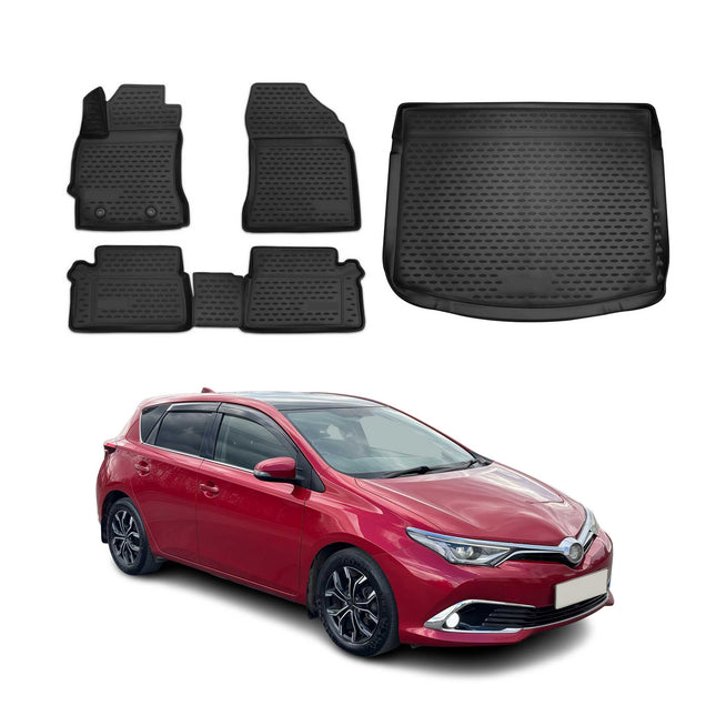Fußmatten & Kofferraumwanne Set für Toyota Auris 5tür 2012-2018 TPE Schwarz
