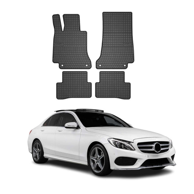 OMAC Gummi Fußmatten für Mercedes C Klasse W205 2014-2021 Automatten Schwarz 4x