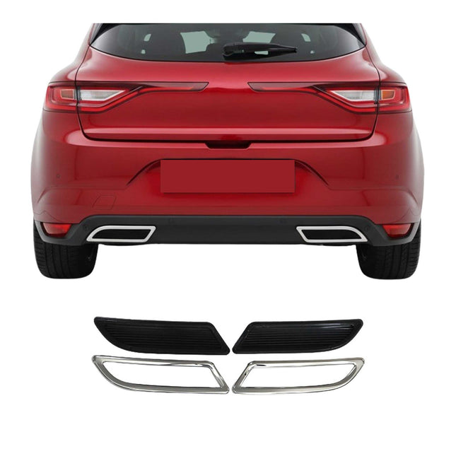 Stoßstangen Diffusor Auspuffrahmen für Renault Megane 2016-2022 Edelstahl Chrom