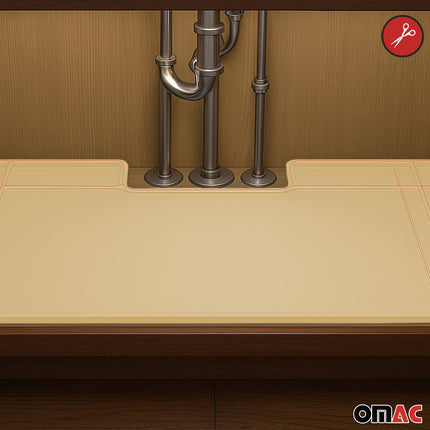 Wasserschutzmatte Spülenschrank Ecke Schutz Unterschrankausstattung TPE Beige