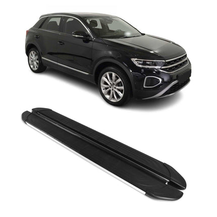 Seitenschweller Trittbretter für VW T-Roc 2017-2025 Silber Aluminium 2 tlg