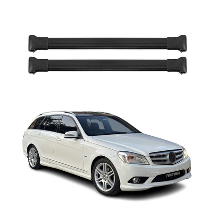 Dachträger für Mercedes C Klasse S204 T-Model 2008-2014 75kg Alu Schwarz 2x