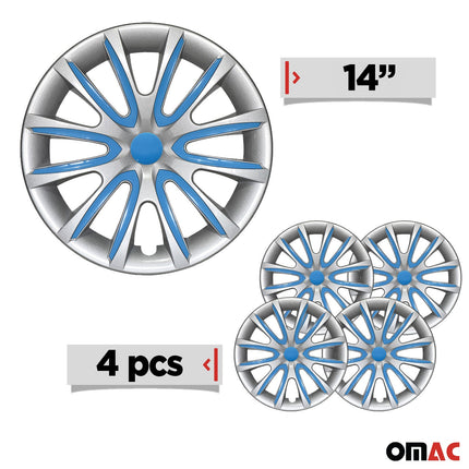 4x Radblenden Radkappen Radzierblenden 14" Zoll Stahlfelgen Grau Blau
