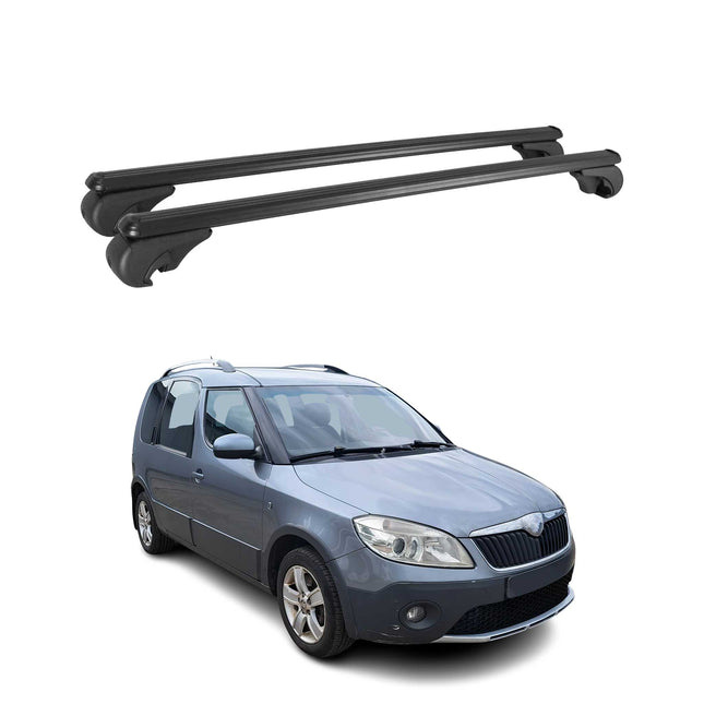 Dachträger für Skoda Roomster Praktik 2006-2015 Gepäckträger Alu Schwarz 2x