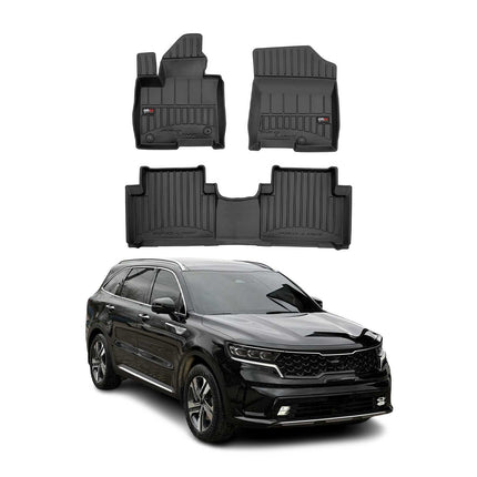 OMAC Gummi Fußmatten für Kia Sorento 2021-2026 Hybrid Premium Gummi Schwarz 3tlg