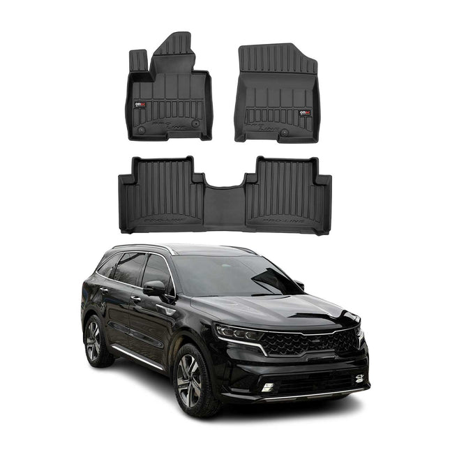 OMAC Gummi Fußmatten für Kia Sorento 2021-2026 Hybrid Premium Gummi Schwarz 3tlg