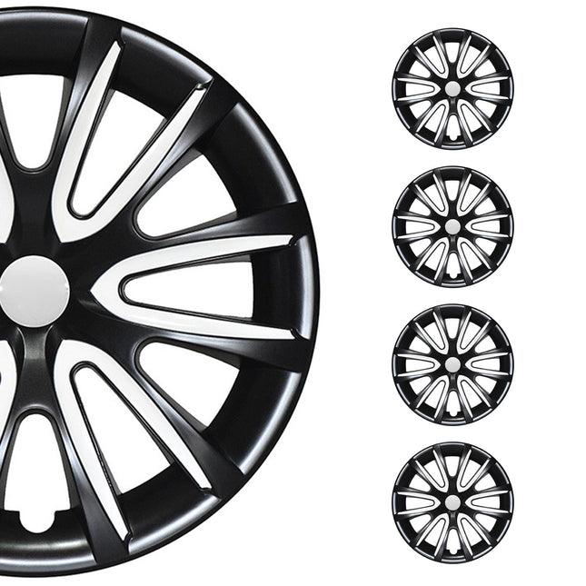 4x Radkappen Radzierblenden Radblenden 15" Zoll Stahlfelgen Schwarz Weiß