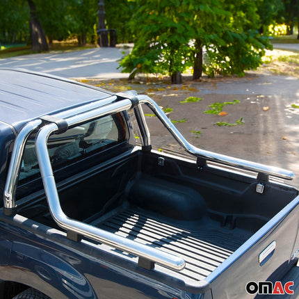 Überrollbügel Rollbar für Nissan Navara 2015-2023 Gefärbten Stahl Ø76 Silber