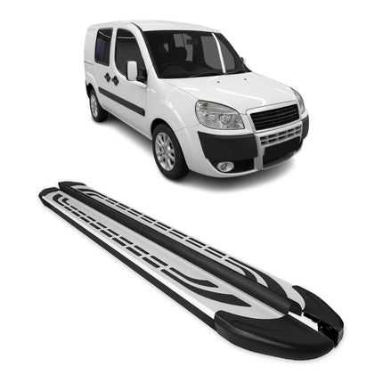 Trittbretter Seitenschweller für Fiat Doblo L1 Kurzer 2000-2010 Alu Schwarz