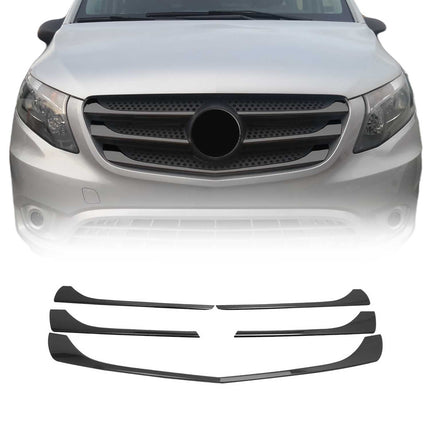 Kühlergrill Leiste Grillleisten für Mercedes Vito W447 2014-2019 Chrom Dunkel 5x