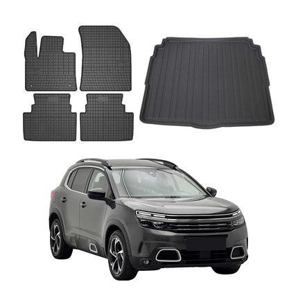 Fußmatten & Kofferraumwanne Set für Citroen C5 Aircross 2018-2025 Untere Gummi