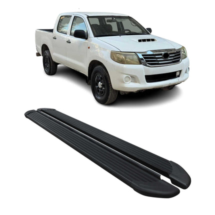 Seitenschweller Trittbretter für Toyota Hilux DoubleCab 2005-2015 Alu Schwarz