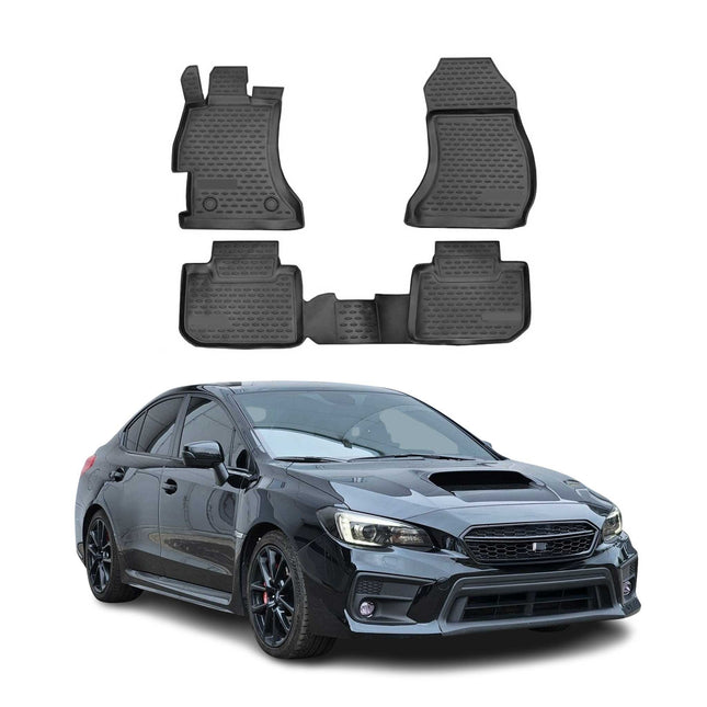 OMAC Gummimatten Fußmatten für Subaru WRX STI 2014-2021 TPE Automatte Schwarz 4x