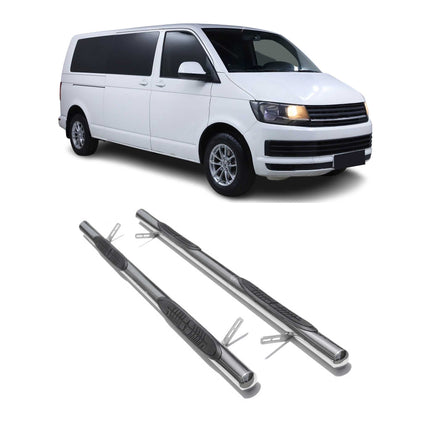 Stahl Trittbretter Schwellerrohre für VW T6 T6.1 alle 2015-2024 Langer Grau