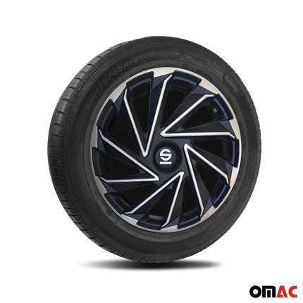 Radkappen Radzierblenden Sparco Varese 14" Zoll Abdeckung Set Silber Schwarz 4x
